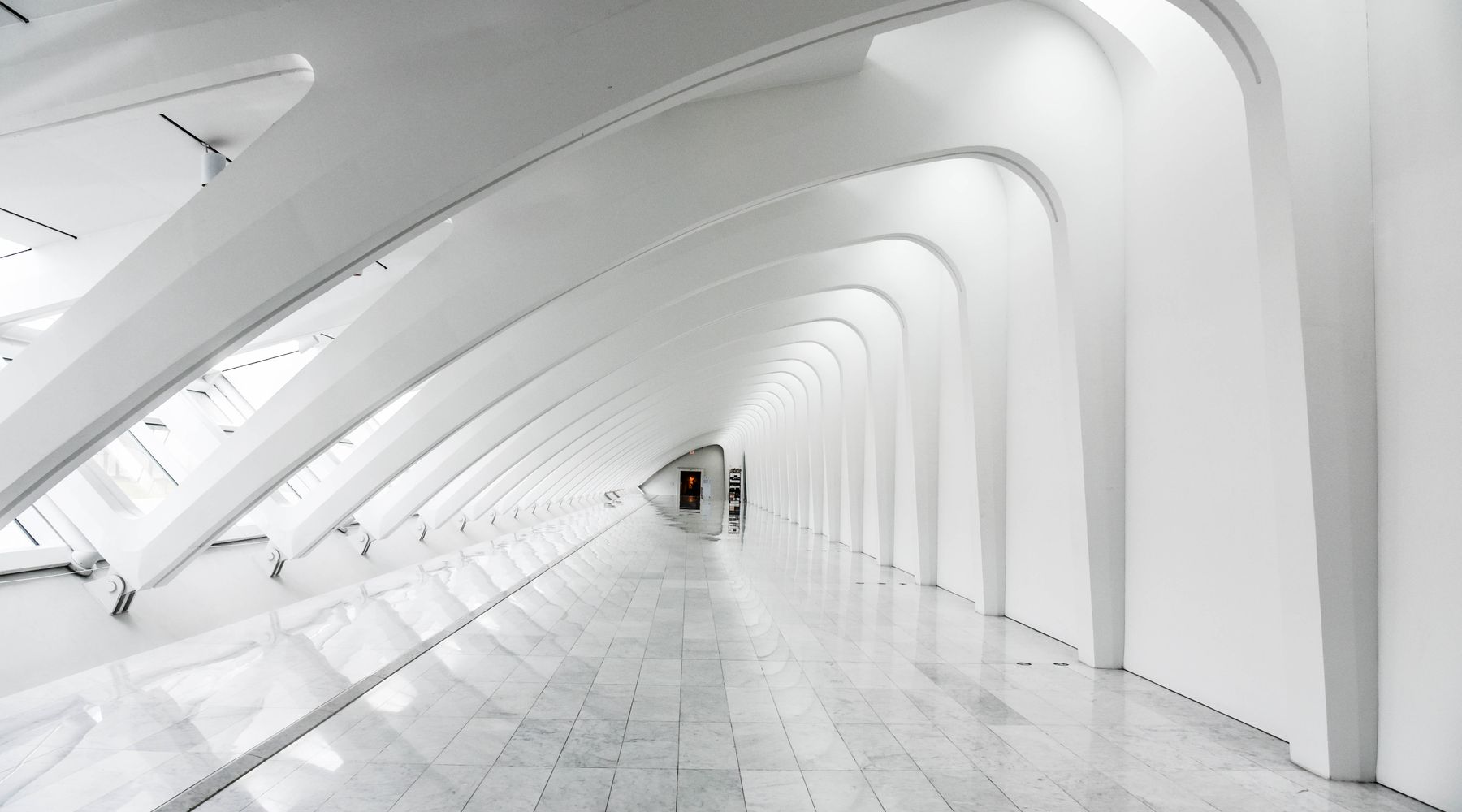 Meridian Pavilion — white vaulted gallery hall