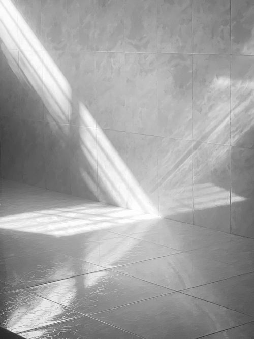 Free Beautiful play of light and shadow on tiled surfaces in grayscale tones. Stock Photo