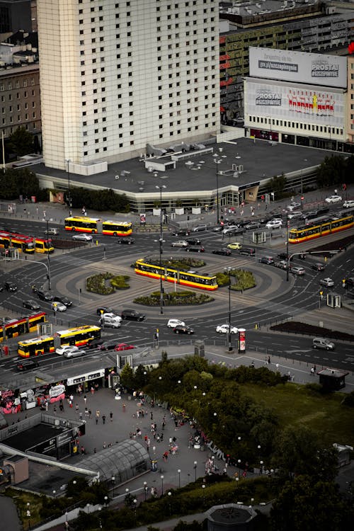 Aerial View of Motor Vehicles on the Road