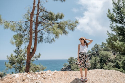 ağaçlar, gezgin, Kadın içeren Ücretsiz stok fotoğraf