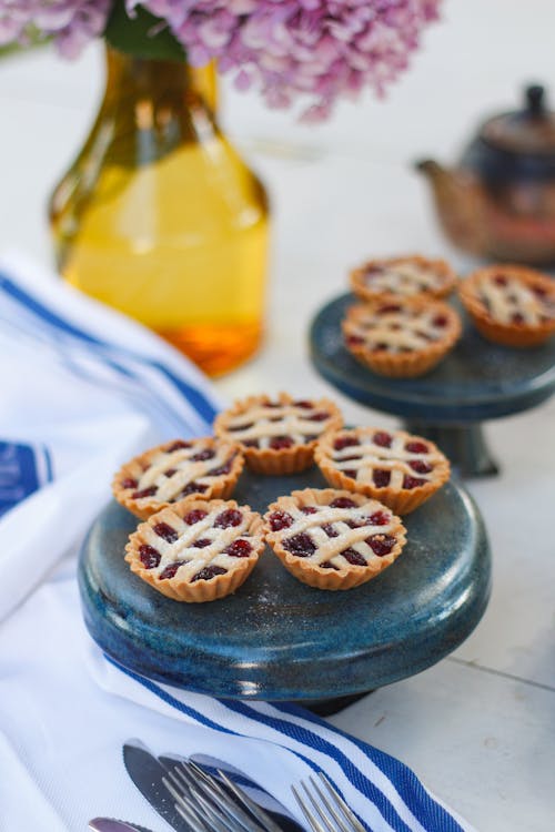 Baked Finger Pies on a Cake Stand 