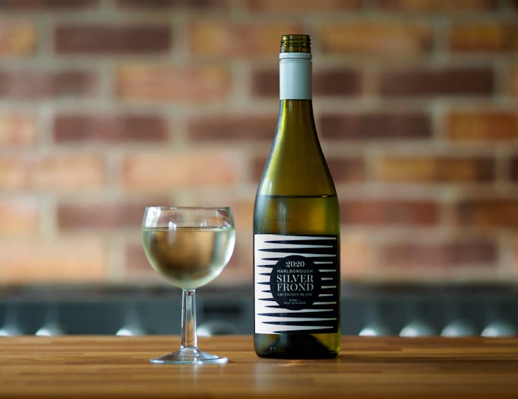 A Marlborough Silver Frond Sauvignon Blanc Wine In A Wine Glass