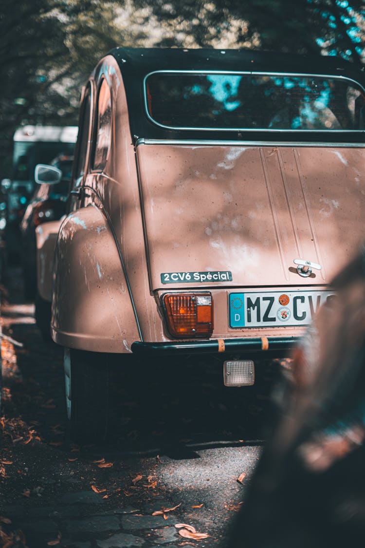 Backview Of An Old Vintage Car 