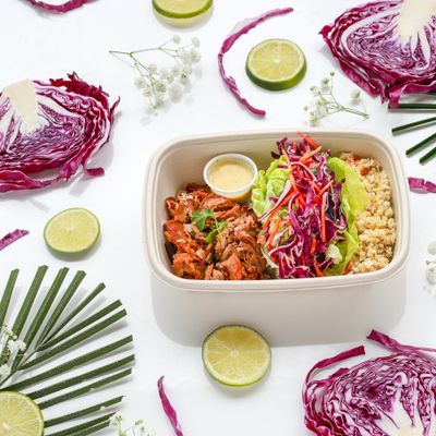 A quinoa and pulled pork plate — photo by Loren Castillo on Pexels