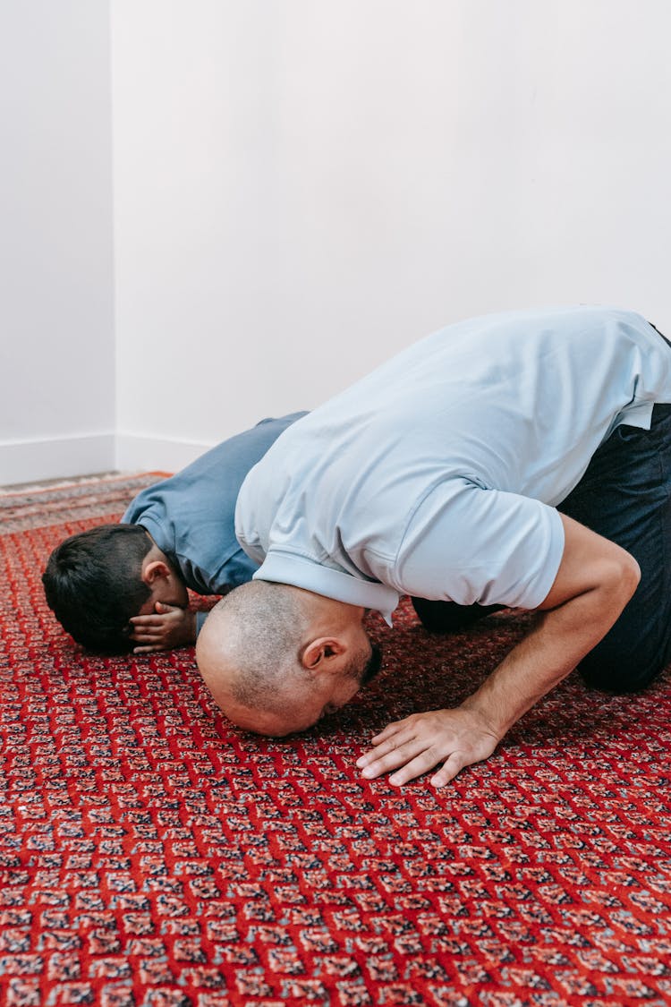 Father And Son Praying Together