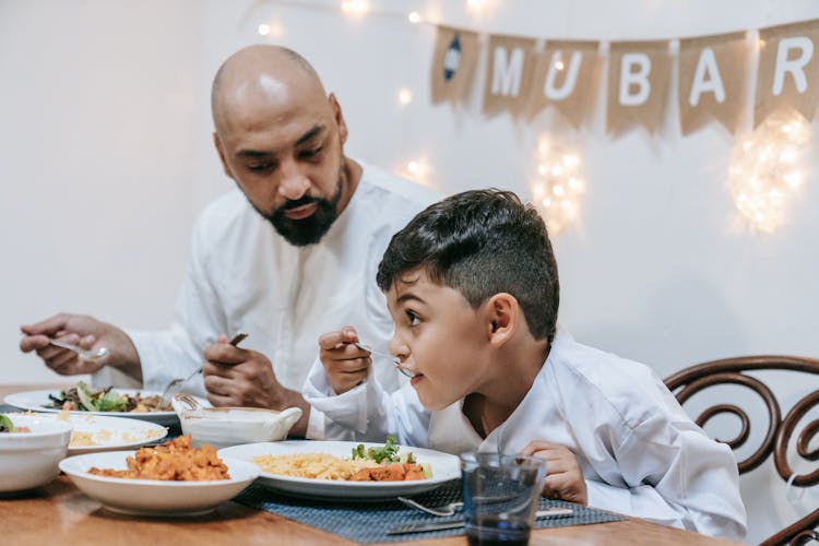 Father And Son Eating