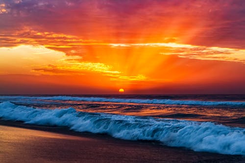 deniz, gün batımı, merhem içeren Ücretsiz stok fotoğraf