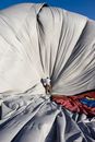 A Man Standing on Gray Hot Air Balloon