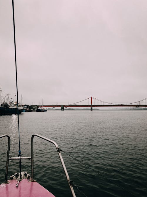 Darmowe zdjęcie z galerii z most wiszący, ocean, pionowy strzał
