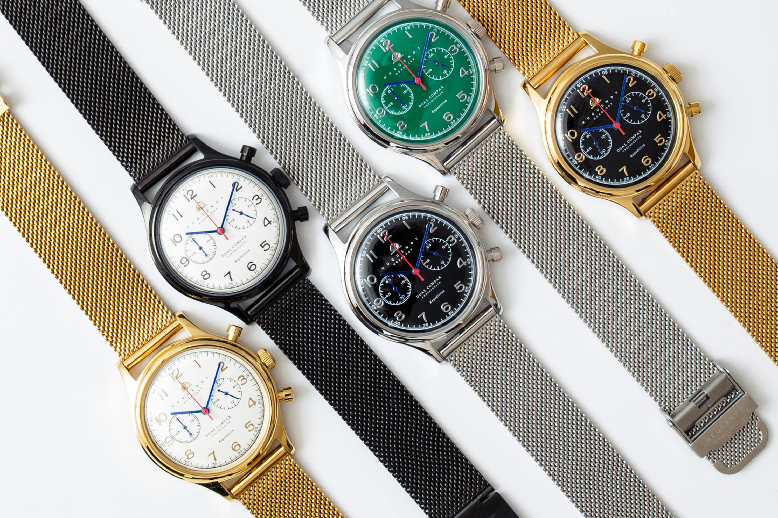 wristwatches on a white surface