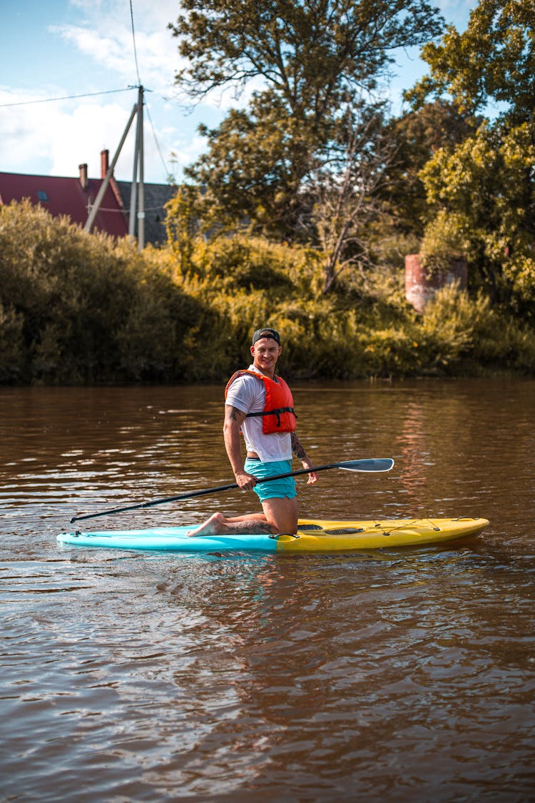 
A Man Paddleboarding