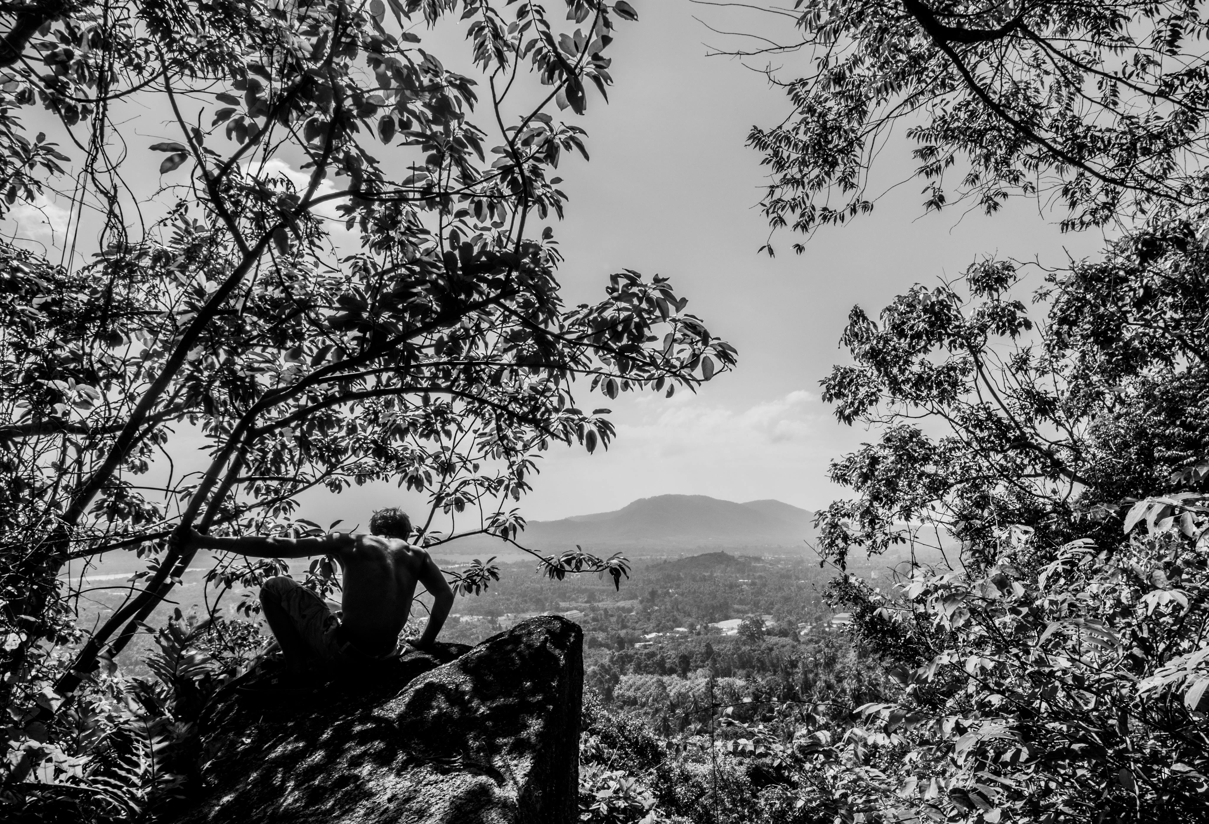 Free stock photo of black and white, mountain, posing