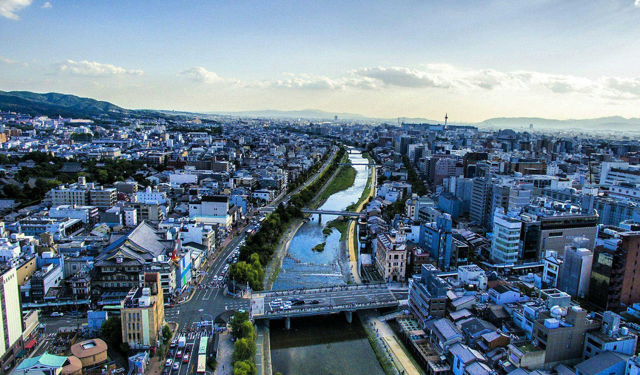 Free stock photo of city, drone, kyoto