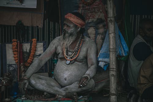 Sadhu Covered in a White Body Paint