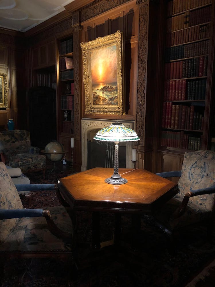 A Lampshade On A Wooden Table