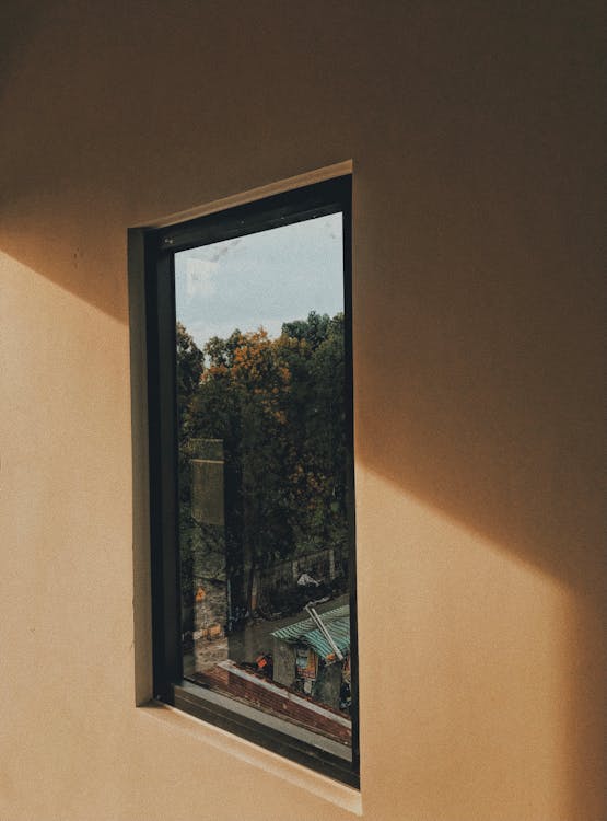 Black Wooden Framed Glass Window