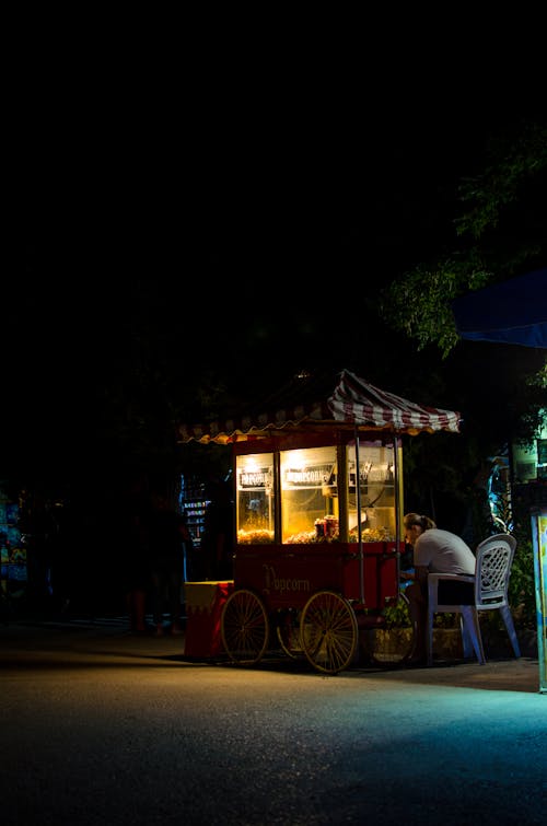 Free Food Cart on the Street Stock Photo
