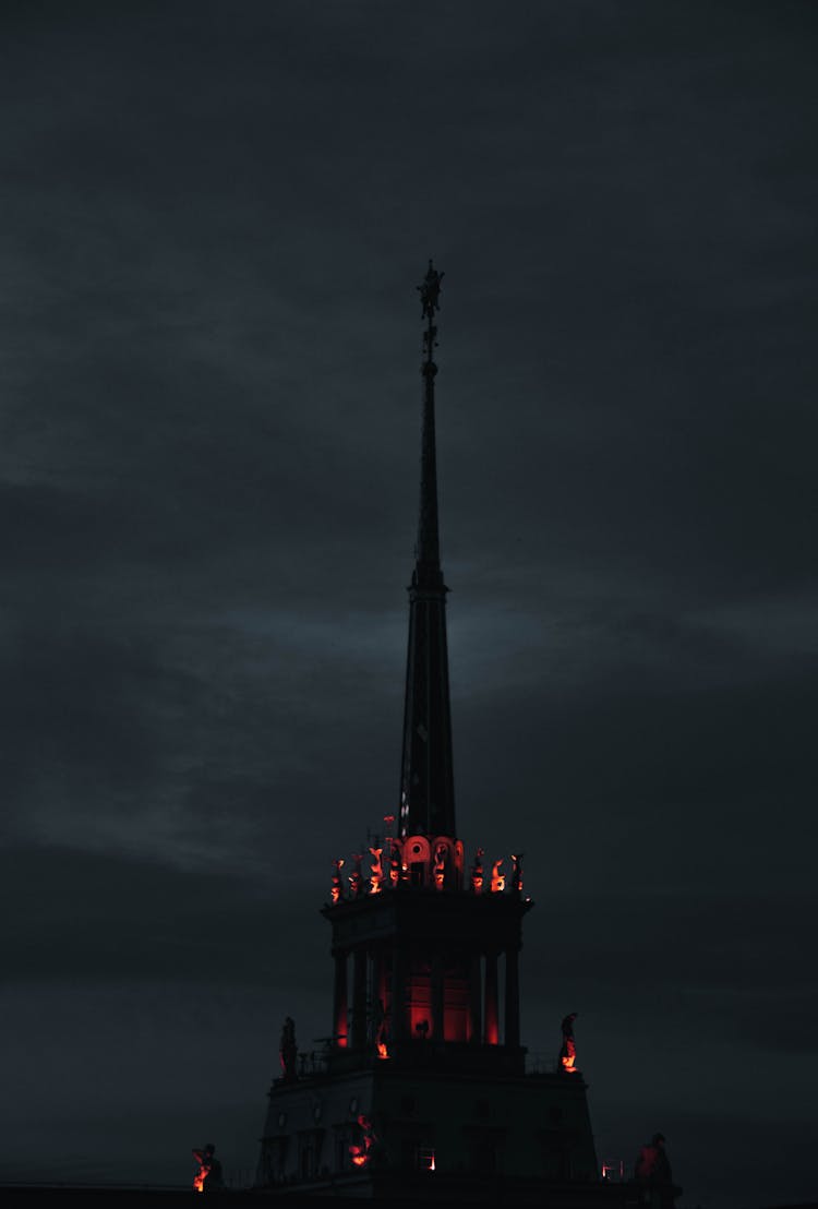 Church Steeple Under The Cloudy Sky