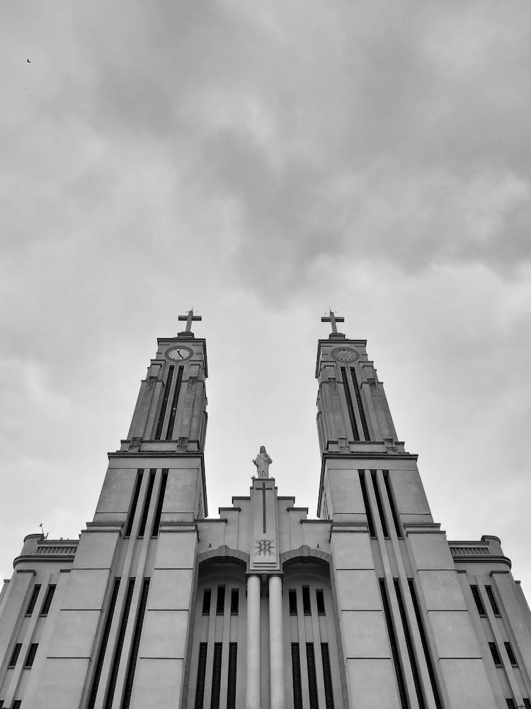 A Grayscale Photo Of St. Joseph Cathedral