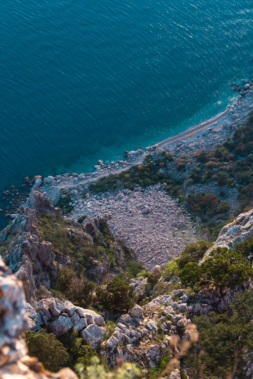 垂直拍摄, 天性, 岩石海岸 的 免费素材图片