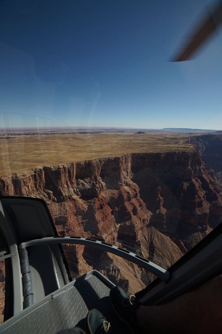 View From Helicopter Window On Canyon