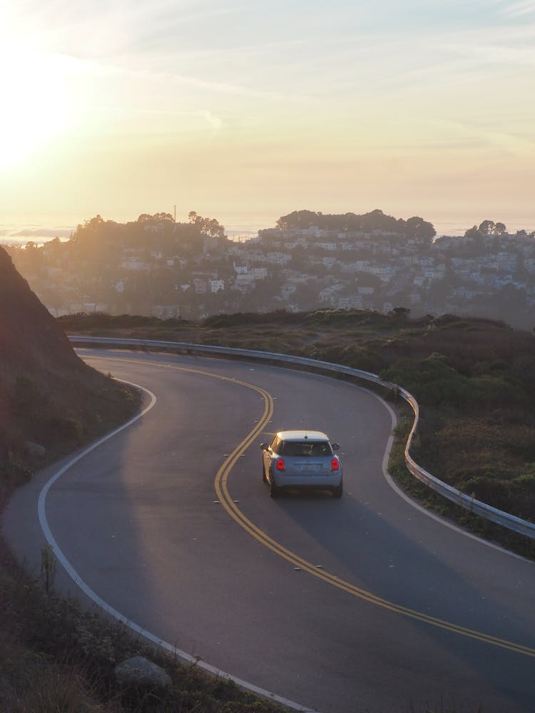 A Moving Car On The Road