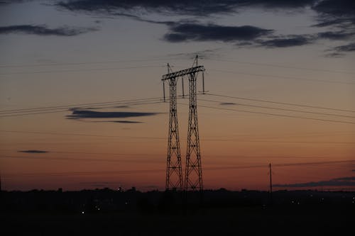 Silhouette of Electric Tower during Sunset