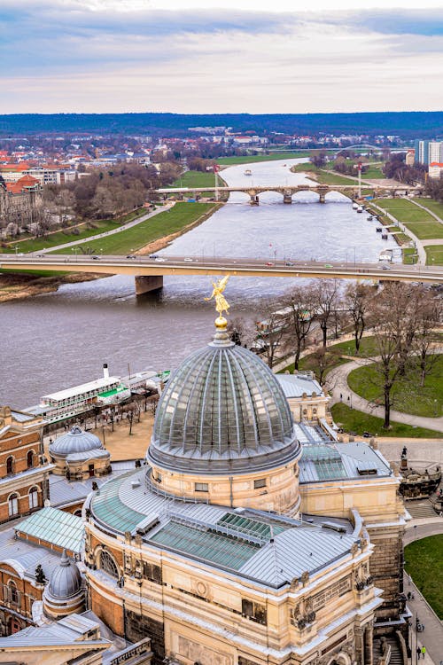 Aerial View of Dome Building Near River