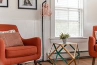 Green and Blue Wooden Chair Beside Green Table