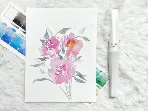 Watercolor Painting of Flowers