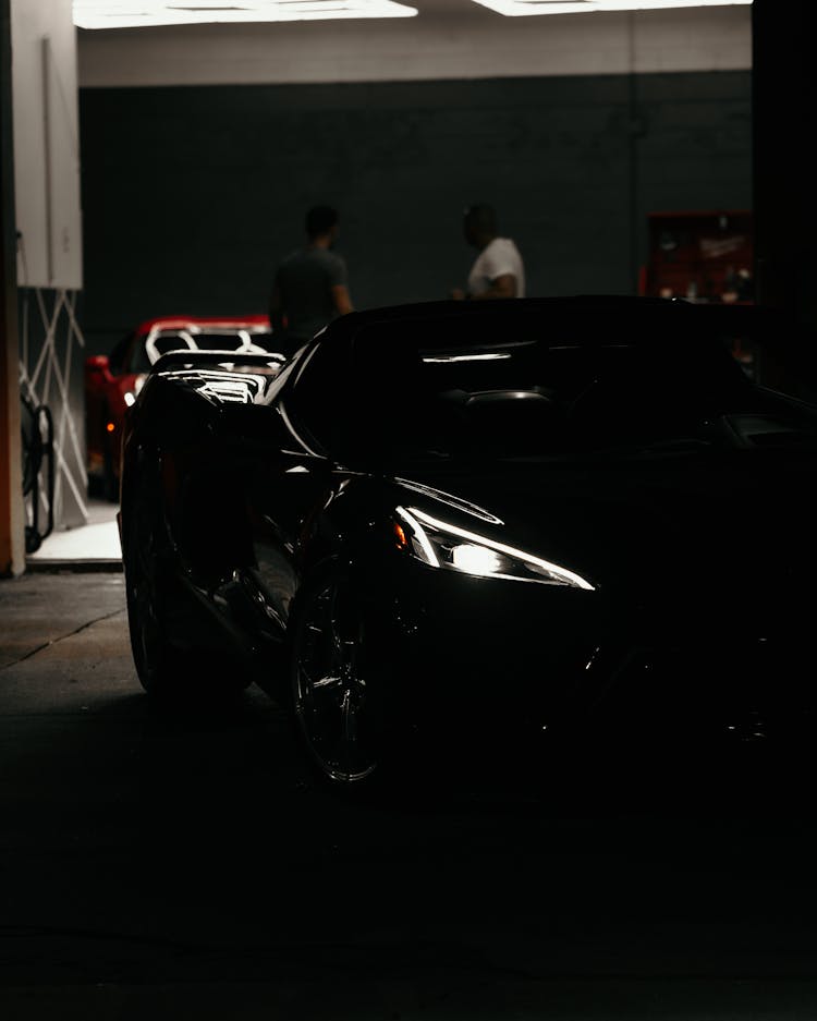 Black Corvette In Close-Up Photography