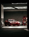 Red Ferrari 458 Italia Parked in Garage