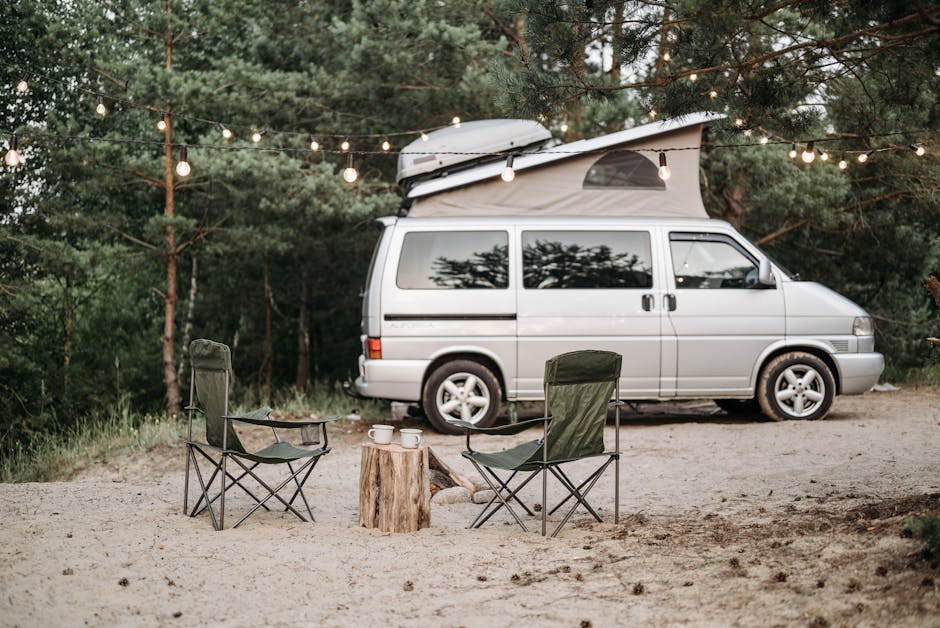 White Van Near Green Trees