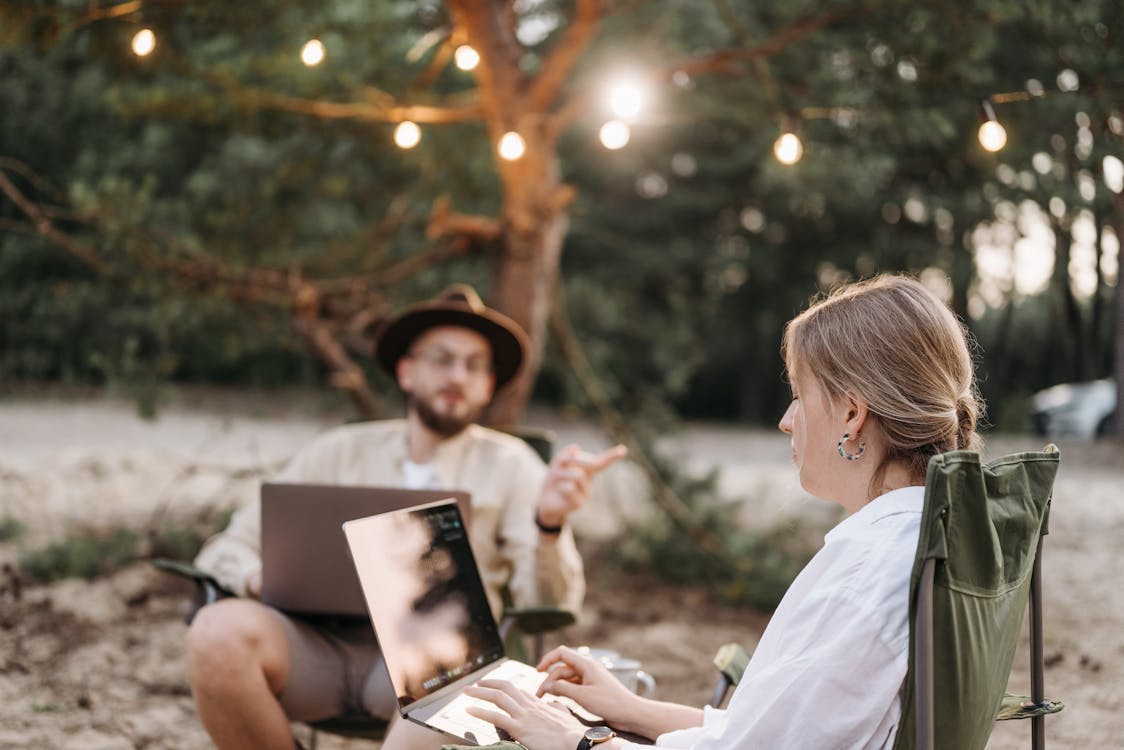 A Woman Using Laptop