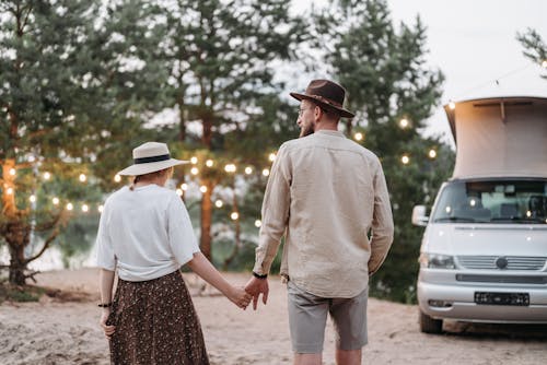 Back View of a Couple Doing Holding hands