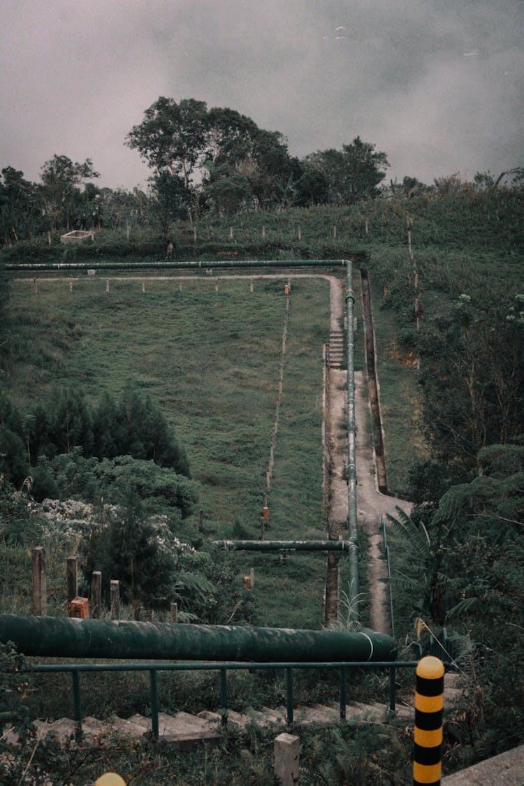 Overground Pipeline On Hill