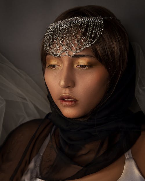Close-Up Shot of a Pretty Woman in Black Hijab 