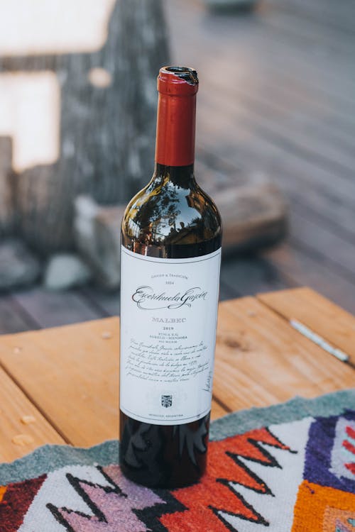 Free Close-Up Shot of a Bottle of Wine Stock Photo
