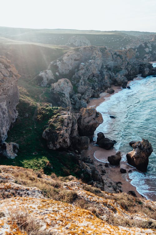 High-Angle Shot of Cliff Coast Scenery