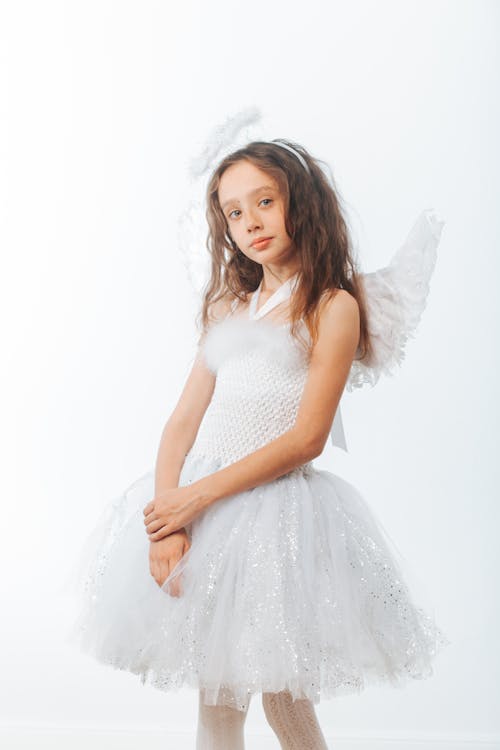 Free Girl in White Angel Dress Stock Photo