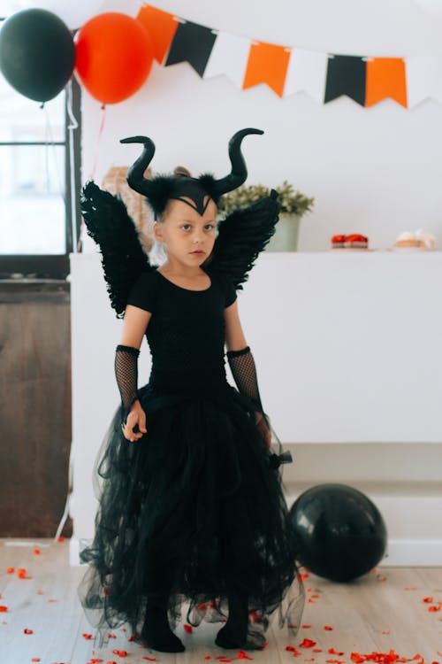 Free Cute Girl in Devil Costume Stock Photo