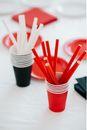 Red and White Plastic Cups