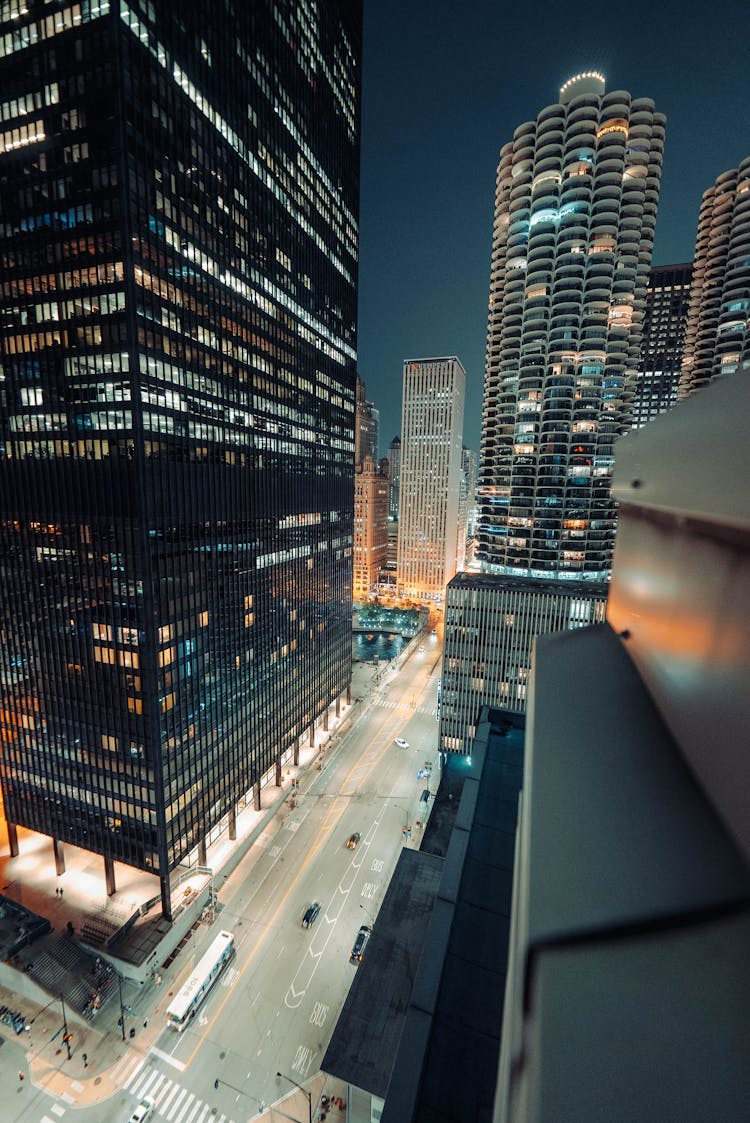 Modern Buildings In The City At Night