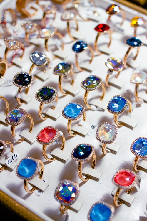 Free Diamond Rings on Ring Organizer Box  Stock Photo