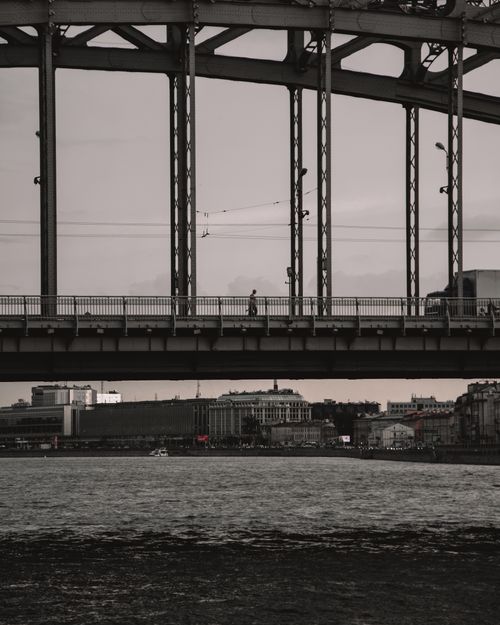 Free Majestic bridge over the Neva River in Saint Petersburg, Russia. Stock Photo