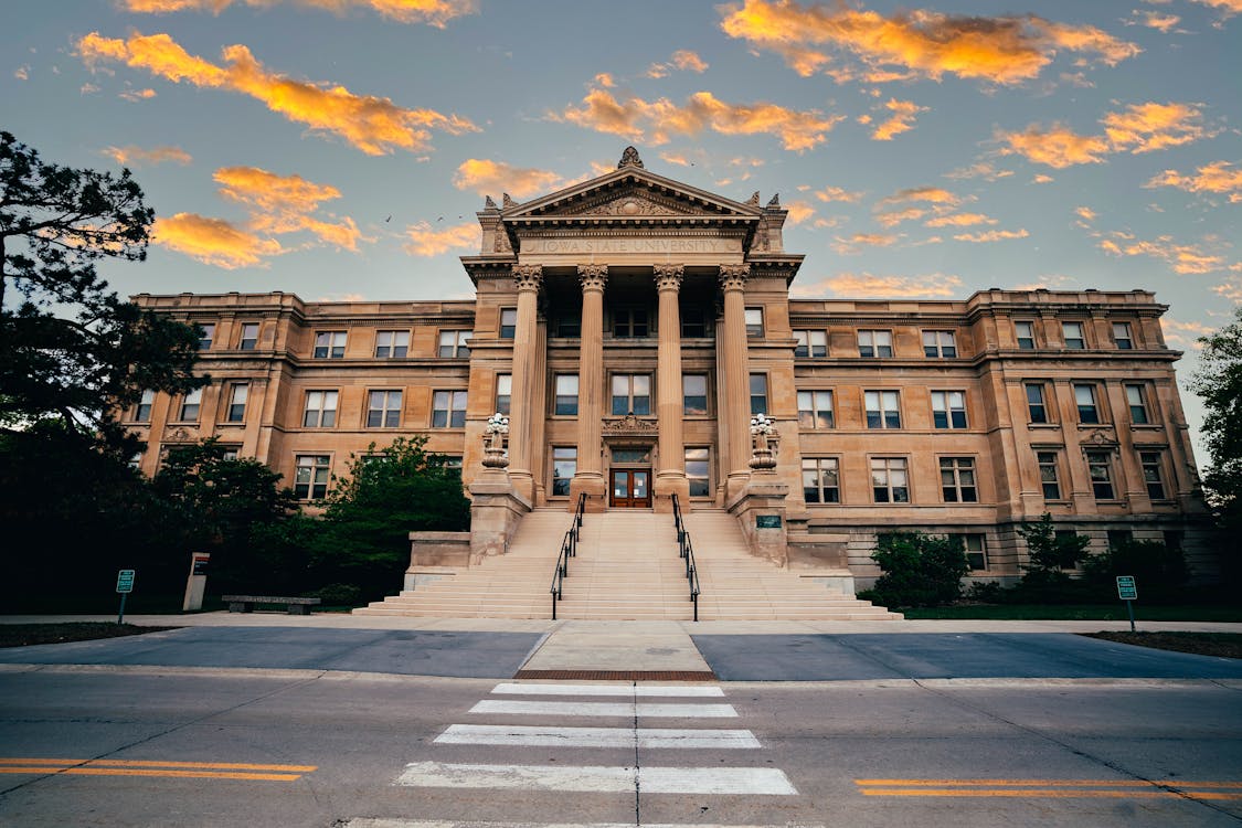 Free Beardshear Hall, Iowa State University at Sunset Stock Photo
