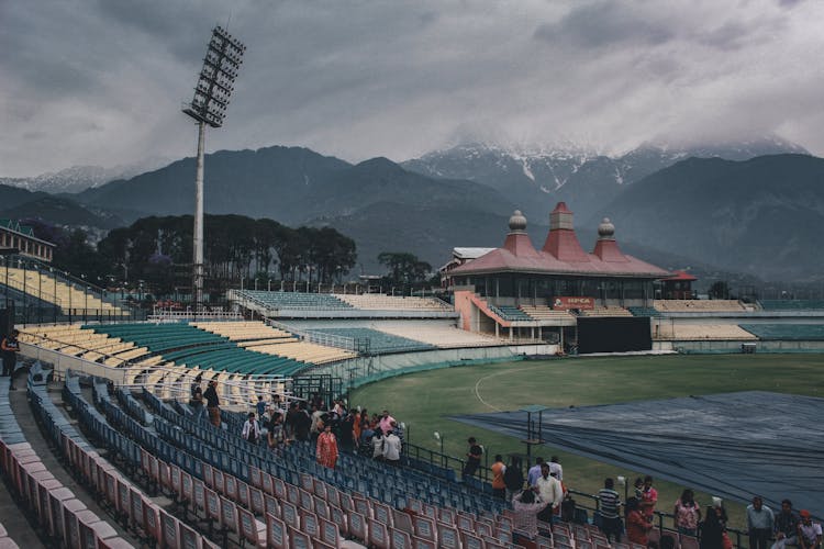 People In Het Himachal Pradesh Cricket Association Stadium In India