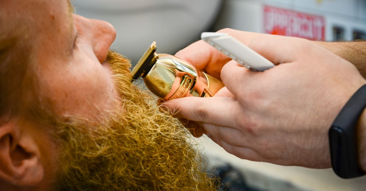 Generic professional beard trim in a barbershop