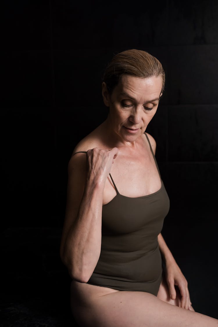 Close Up Photo Of Elderly Woman Wearing Swimsuit