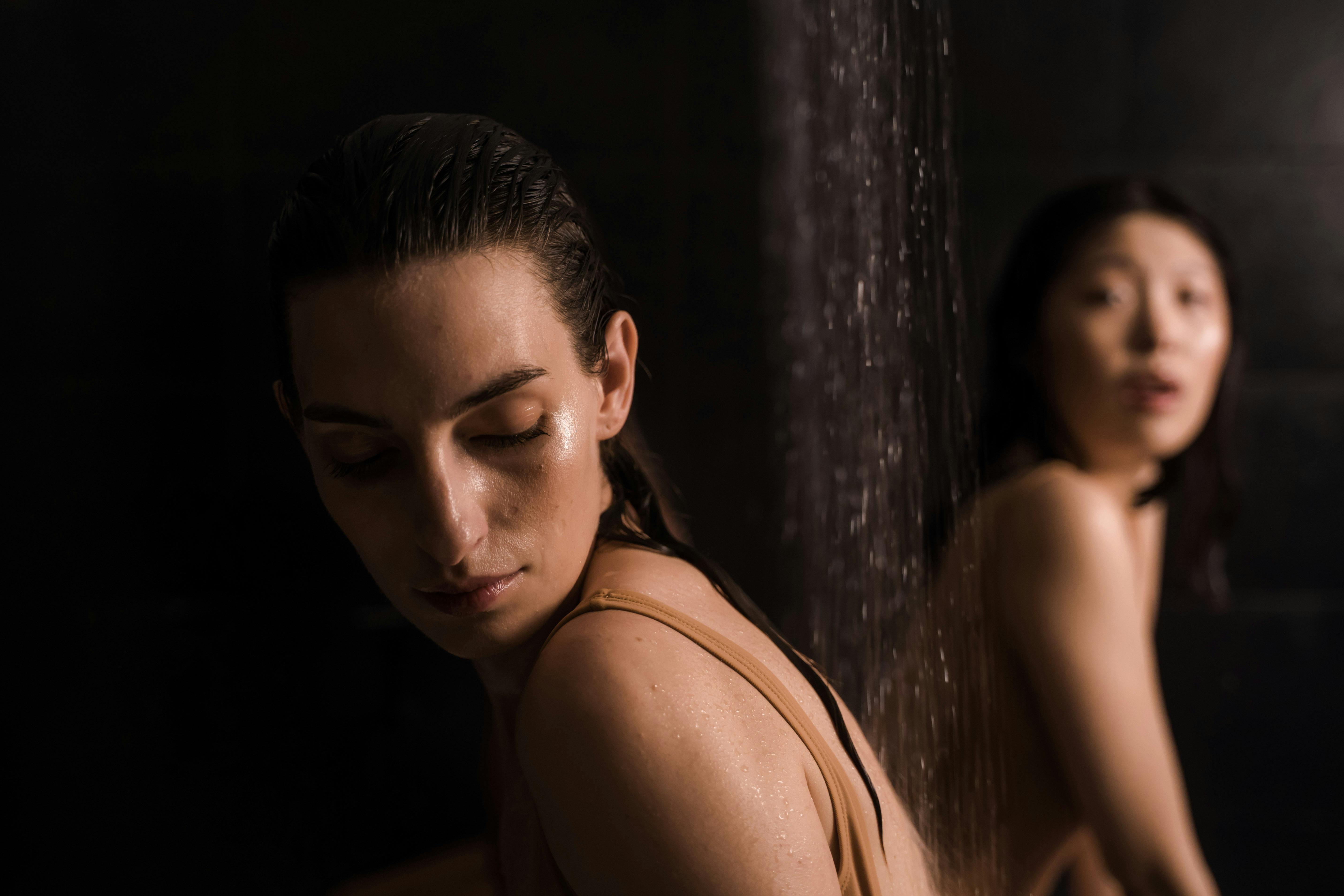 women showering together